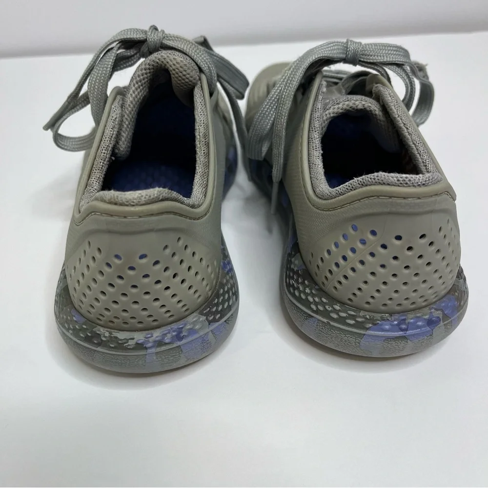 CROCS LiteRide Pacer Gray Perforated Lace-Up Shoes 206494 Women's 6W
